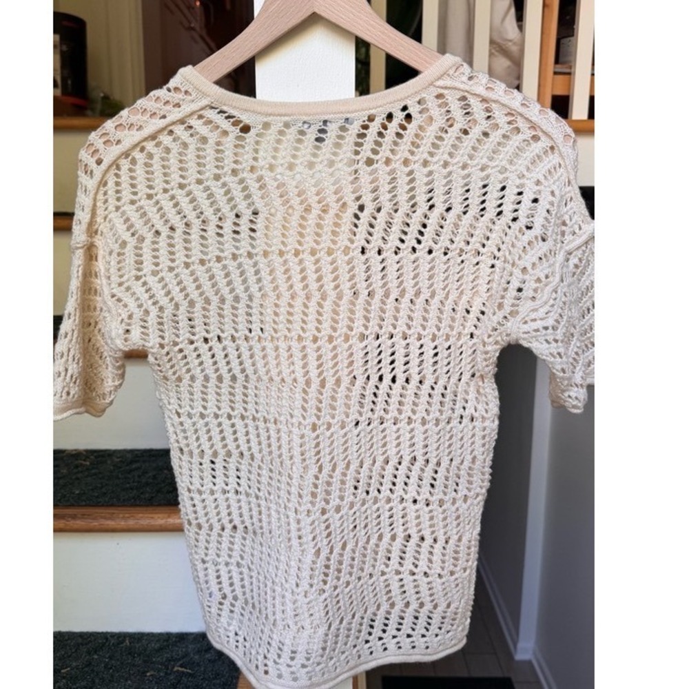 James Perse Ivory Open Knit Wool Cashmere Sweater Minimalist Luxe Top S - Picture 8 of 8